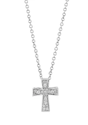 Diamond Cross Pendant Necklace in Sterling Silver