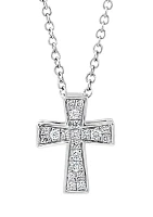 Diamond Cross Pendant Necklace in Sterling Silver