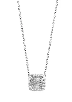 1/ ct. t.w. Diamond Square Pendant Necklace in Sterling Silver