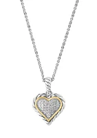 Sterling Silver/Gold Plated Diamond Heart Pendant 