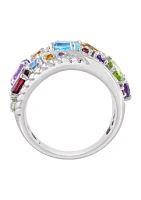 3.7 ct. t.w. Diamond, 1/6 ct. t.w. Multi Gemstone Ring in Sterling Silver