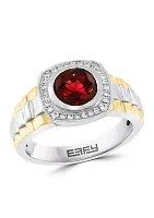  1/5 ct. t.w. Diamond and 2.15 ct. t.w. Garnet Ring in Sterling Silver 