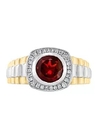  1/5 ct. t.w. Diamond and 2.15 ct. t.w. Garnet Ring in Sterling Silver 