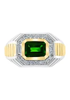  1/4 ct. t.w. Diamond and 1.6 ct. t.w. Chrome Diopside Ring in Sterling Silver