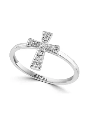 Diamond Cross Ring in Sterling Silver