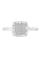 1/10 ct. t.w. Diamond Square Ring in Sterling Silver