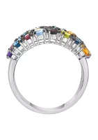 Sterling Silver Diamond, Amethyst, Blue Topaz, London Blue Topaz, Citrine, Garnet, Pink Tourmaline, Peridot Ring