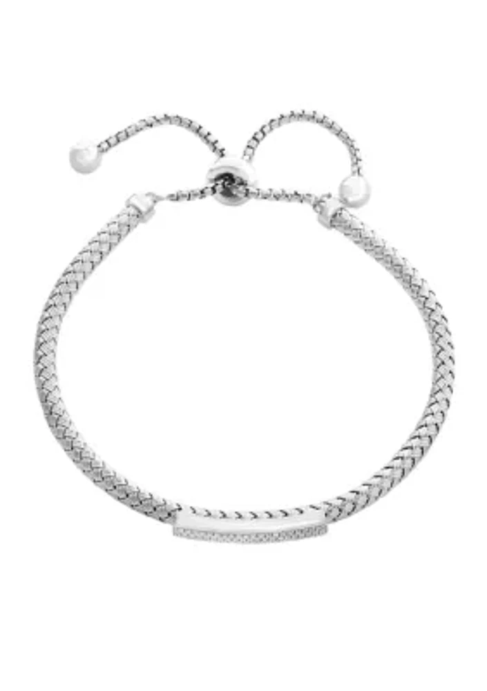 Sterling Silver Diamond Bolo Bracelet