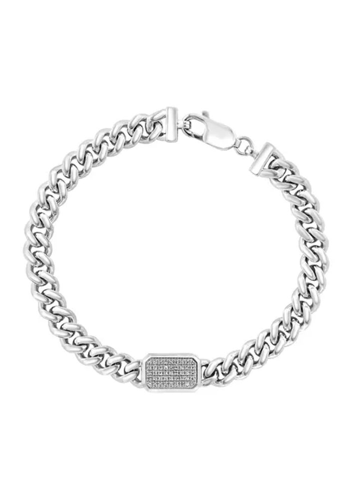 Men's 1 ct tw Diamond Sterling Silver Bracelet