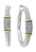 Sterling Silver-14K Gold Plated Diamond Earrings