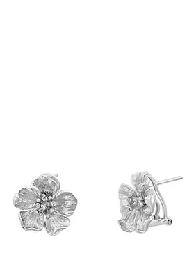 1/10 ct. t.w. Diamond Flower Earrings in Sterling Silver