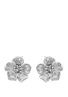 1/10 ct. t.w. Diamond Flower Earrings in Sterling Silver