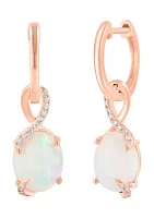 3.7 ct. t.w. Diamond, 1/10 ct. t.w. Ethiopian Opal Earrings in 14K Rose Gold