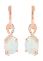 3.7 ct. t.w. Diamond, 1/10 ct. t.w. Ethiopian Opal Earrings in 14K Rose Gold