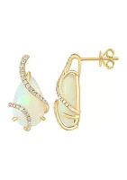 1/3 ct. t.w. Diamond, 5.3 ct. t.w. Ethiopian Opal Earrings in 14K Yellow Gold