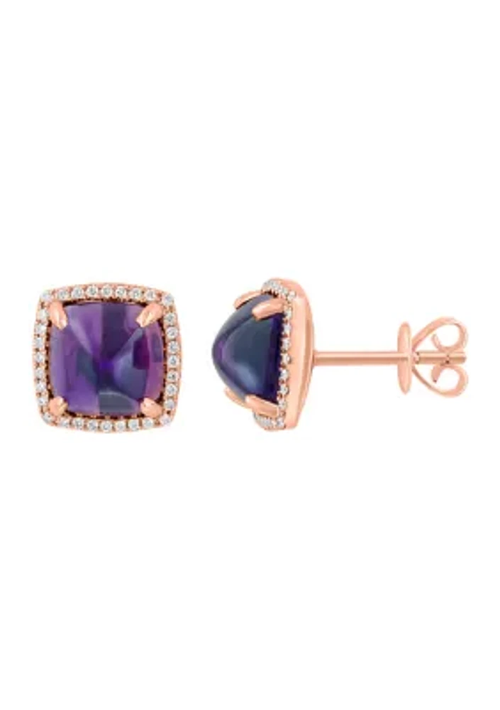 1/6 ct. t.w. Diamond, 4.75 ct. t.w. Amethyst Earrings in 14K Rose Gold