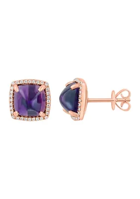 1/6 ct. t.w. Diamond, 4.75 ct. t.w. Amethyst Earrings in 14K Rose Gold