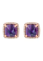 1/6 ct. t.w. Diamond, 4.75 ct. t.w. Amethyst Earrings in 14K Rose Gold