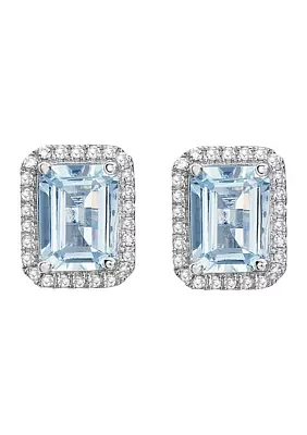 1/5 ct. t.w. Diamond and 2.6 ct. t.w. Aquamarine Earrings in 14K White Gold 