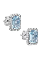 1/5 ct. t.w. Diamond and 2.6 ct. t.w. Aquamarine Earrings in 14K White Gold 