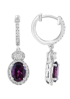 1/2 ct. t.w. Diamond and Rhodolite Earrings in 14K White Gold