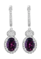 1/2 ct. t.w. Diamond and Rhodolite Earrings in 14K White Gold