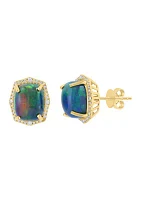 1/4 ct. t.w. Black Opal Earrings in 14K Yellow Gold