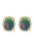 1/4 ct. t.w. Black Opal Earrings in 14K Yellow Gold