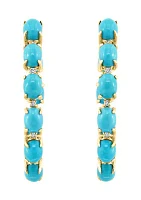  14K Yellow Gold 1/2 ct. t.w. Diamond and 2.18 ct. t.w. Turquoise Earrings