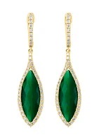 1/3 ct. t.w. Diamond, 4.1 ct. t.w. Green Onyx Earrings