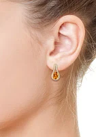 Diamond and Citrine Drop Earrings in 14K Yellow Gold