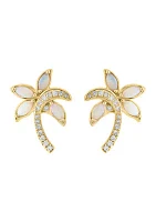 1/8 ct. t.w. Diamond, 1/3 ct. t.w. Opal Earrings in 14K Yellow Gold