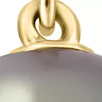 Diamond and Black Tahitian Pearl Earrings in 14K Yellow Gold