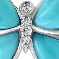 1/8 ct. t.w. Diamond, 5.8 ct. t.w. Turquoise Pendant Necklace in 14K White Gold