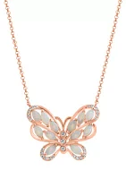 1/10 ct. t.w. Diamond, 1/2 ct. t.w. Opal Necklace in 14K Rose Gold