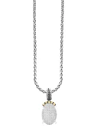 Sterling Silver 18K Yellow Gold Diamond Pendant Necklace 