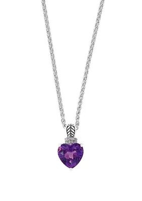 0.4 ct. t.w Diamond and 3.2 ct. t.w. Amethyst Pendant Necklace in 925 Sterling Silver  