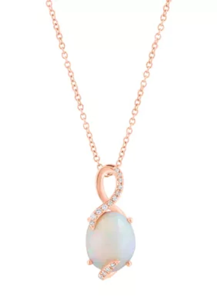 1/10 ct. t.w. Diamond and 2.9 ct. t.w. Ethiopian Opal Necklace in 14K Rose Gold 