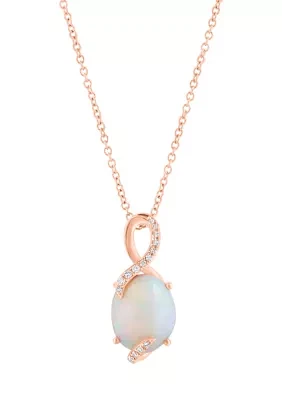 1/10 ct. t.w. Diamond and 2.9 ct. t.w. Ethiopian Opal Necklace in 14K Rose Gold 