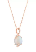 1/10 ct. t.w. Diamond and 2.9 ct. t.w. Ethiopian Opal Necklace in 14K Rose Gold 