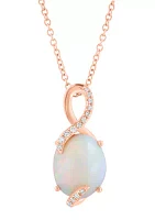 1/10 ct. t.w. Diamond and 2.9 ct. t.w. Ethiopian Opal Necklace in 14K Rose Gold 