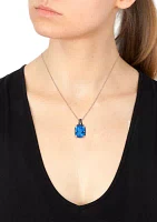 14K Rose Gold Blue Topaz Brown Diamond Pendant Necklace 