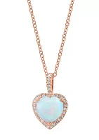 1/8 ct. t.w. Diamond, 1.3 ct. t.w. Opal Pendant Necklace in 14K Rose Gold