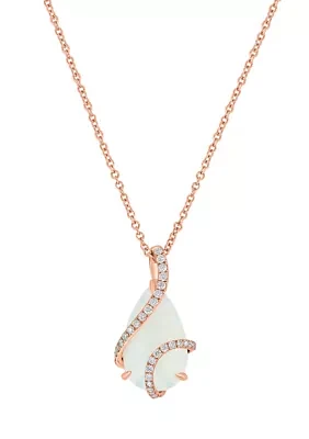 1/6 ct t.w. Diamond, 2.7 ct. t.w. Opal Pendant Necklace in 14K Rose Gold