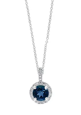 1/10 ct. t.w. Diamond and 1 ct. t.w. London Blue Topaz Pendant 