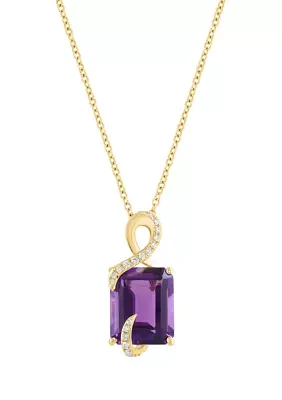 Diamond and Amethyst Necklace in 14K Yellow Gold