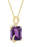 Diamond and Amethyst Necklace in 14K Yellow Gold