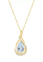 14K Yellow Gold Diamond Aquamarine Necklace 