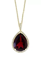 1/5 ct. t.w. Diamond and 7.65 ct. t.w. Garnet Pendant Necklace in 14K Yellow Gold 