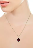 1/5 ct. t.w. Diamond and 7.65 ct. t.w. Garnet Pendant Necklace in 14K Yellow Gold 